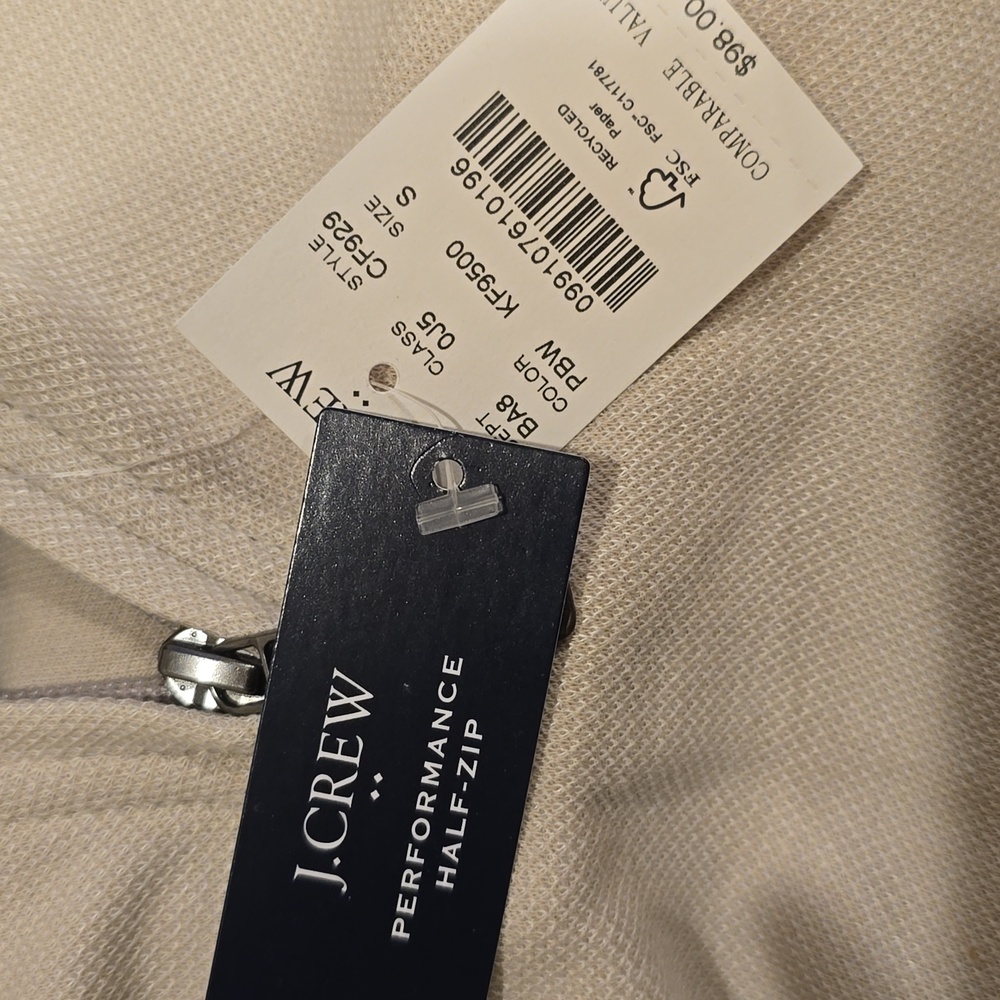 NWT J.CREW Tan PERFORMANCE HALF ZIP PULLOVER SHIRT BR832 SZ S $98 - Picture 5 of 10